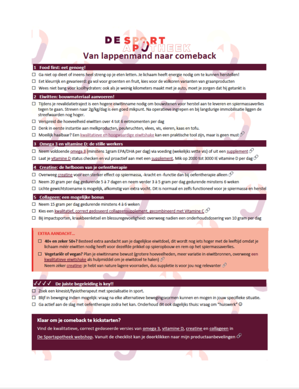 checklist van lappenmand naar comeback